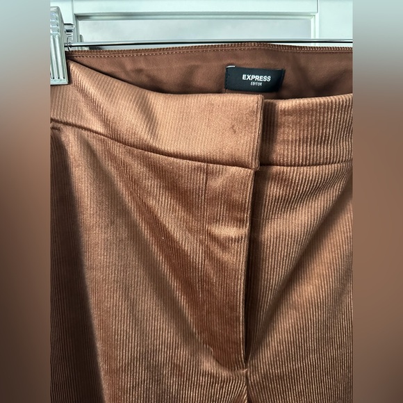 Express Copper Brown Velvet Corduroy Trousers Size 12S - Picture 3 of 5